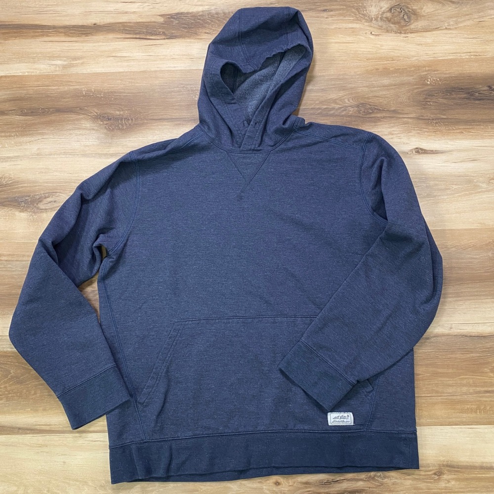 Eddie Bauer Hoodie Size L Mens Everyday PO Hood Cotton Blend Navy Blue Sweater